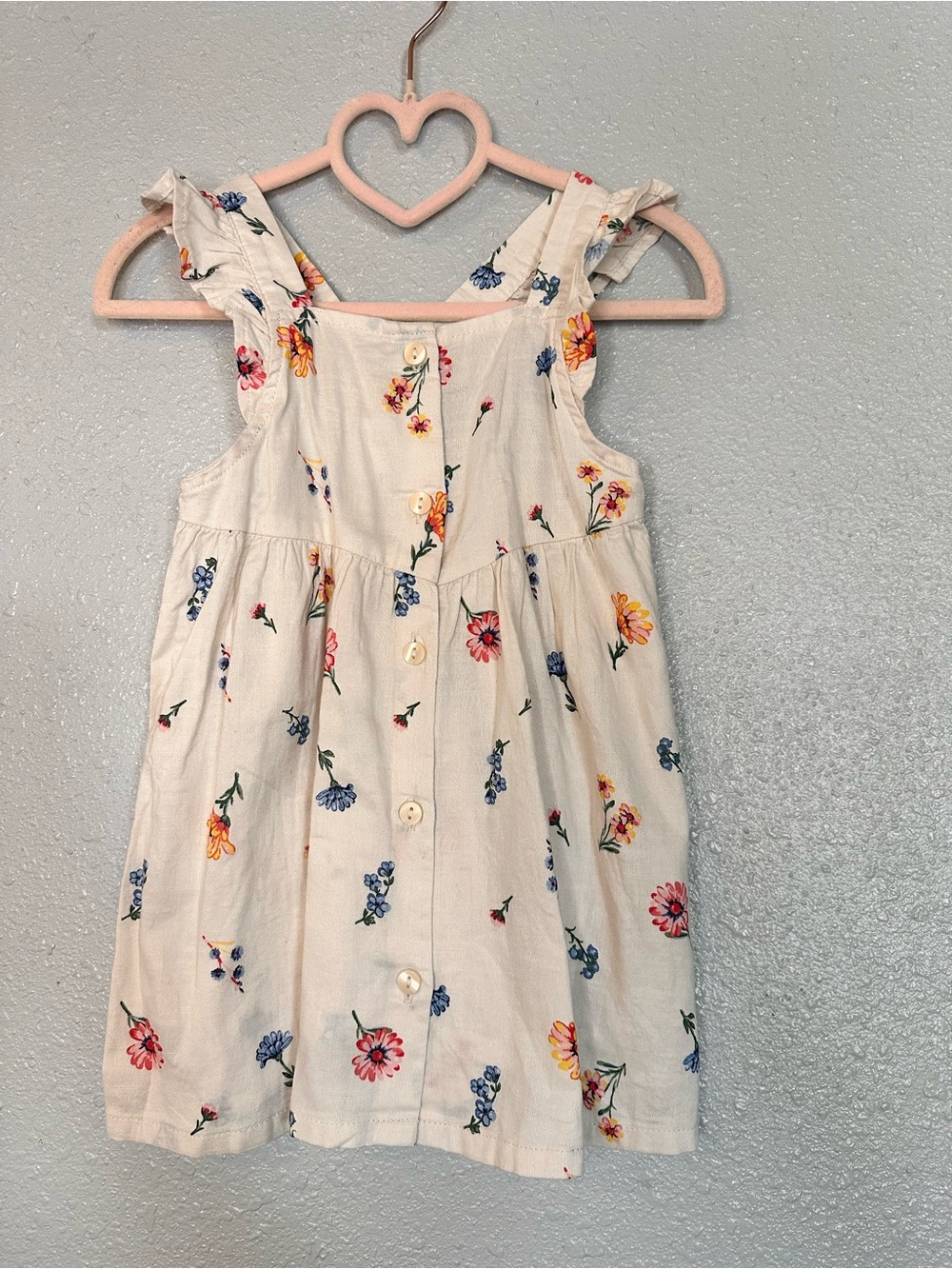 H&M Cream Floral Button-Front Sundress with Multicolor Blooms